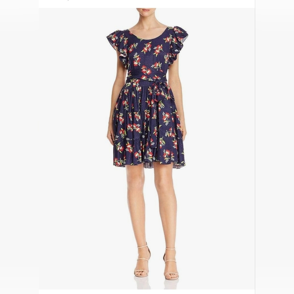 JILL Jill Stuart Floral-Jacquard Flutter-sleeve Dress